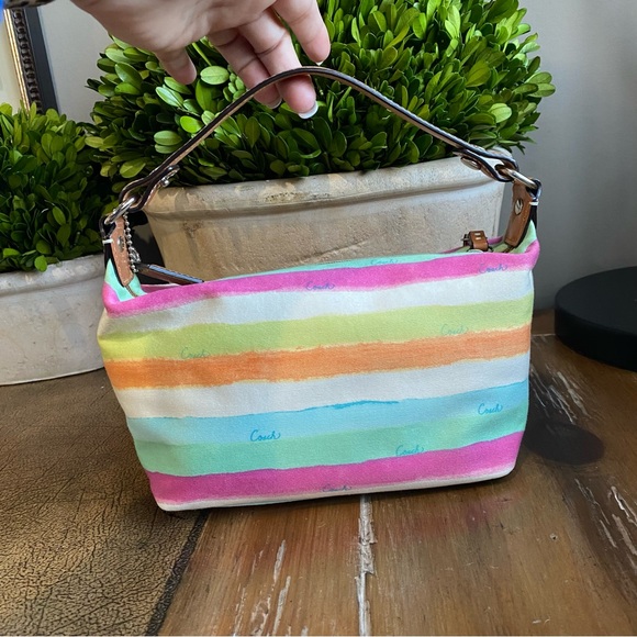 Coach Y2K Watercolor Multicolored Stripe Minibag Pouchette - Picture 4 of 12